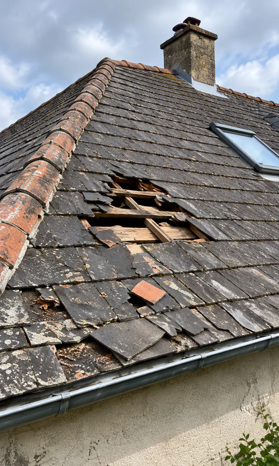 Réparation de toiture en ardoise, avant les travaux